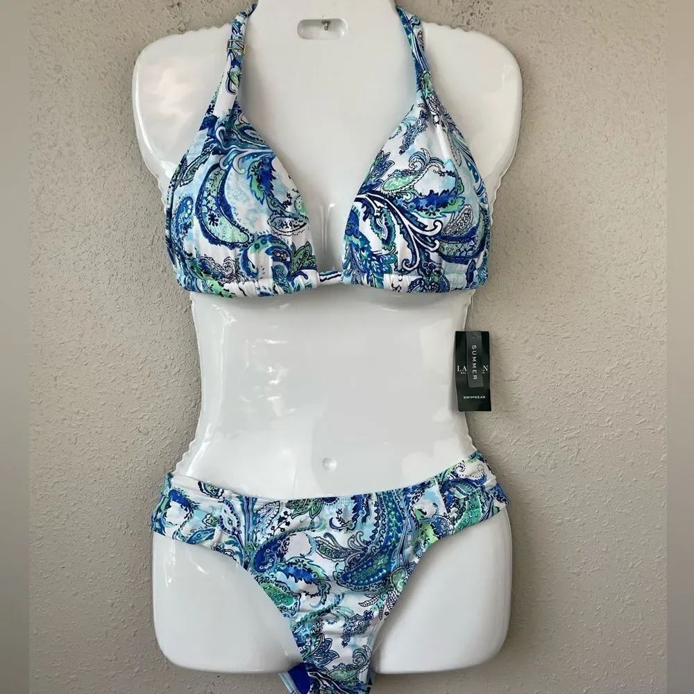 NWT Lauren Ralph Lauren Matching Bikini Top and Bottoms Size 16